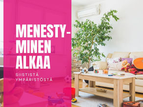 Kuvassa olohuone, jossa tavaroita hujan hajan. Blogin otsikko-menestyminen alkaa siististä ympäristöstä. 