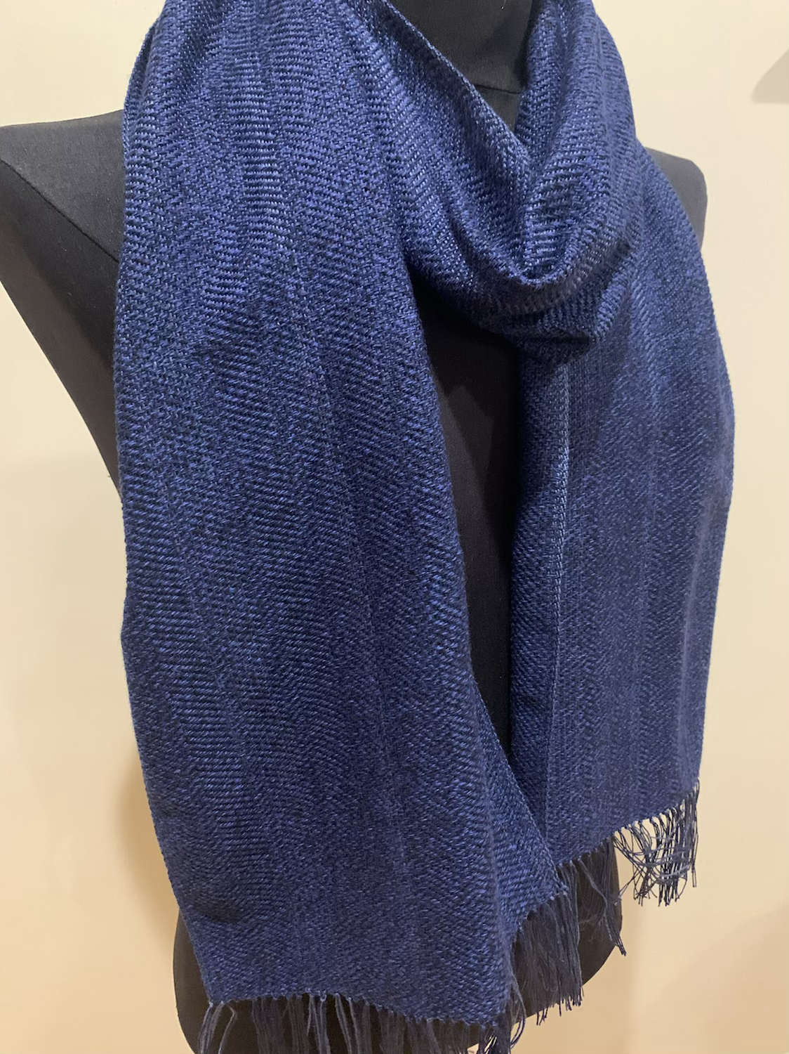 Handwoven  Blue Mongolian Cashmere Scarf