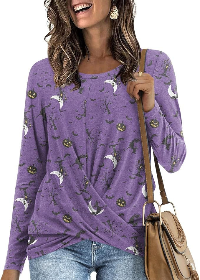 Doc Market 2025 Womens Spring Long Sleeve Tunic Tops Casual Winter Twist Front B