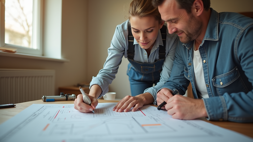 Close-up view of a contractor discussing renovation plans with a homeowner