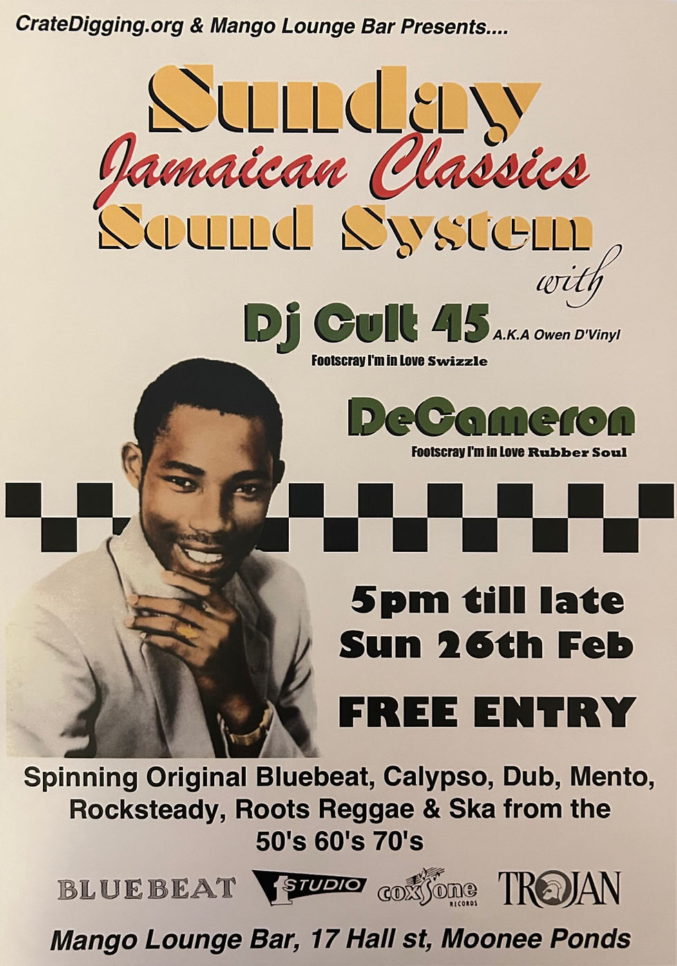 Sunday Jamaican classics Sound System at Mango Lounge Bar 26/02/2012