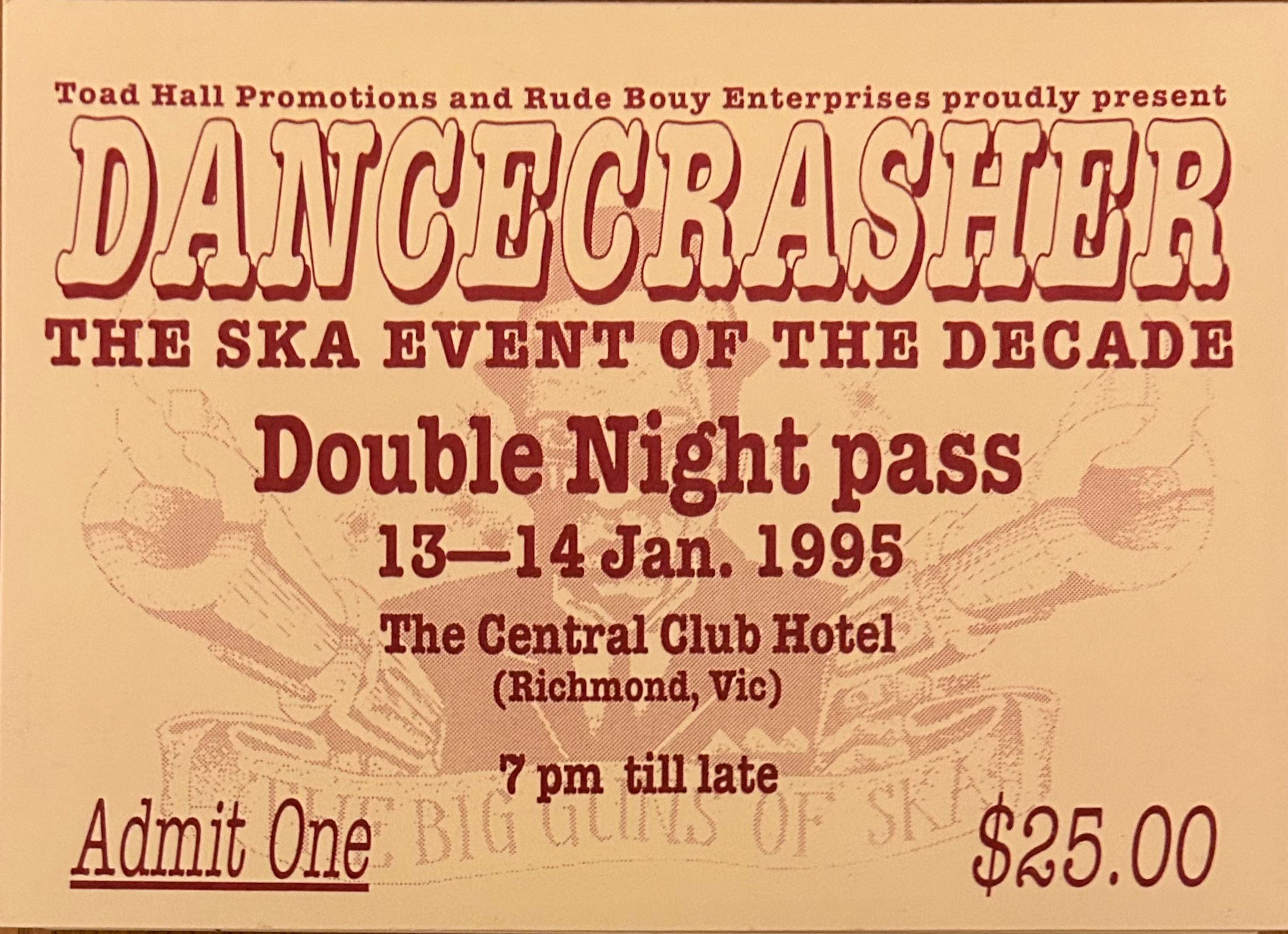 Dancecrasher double night pass 1995