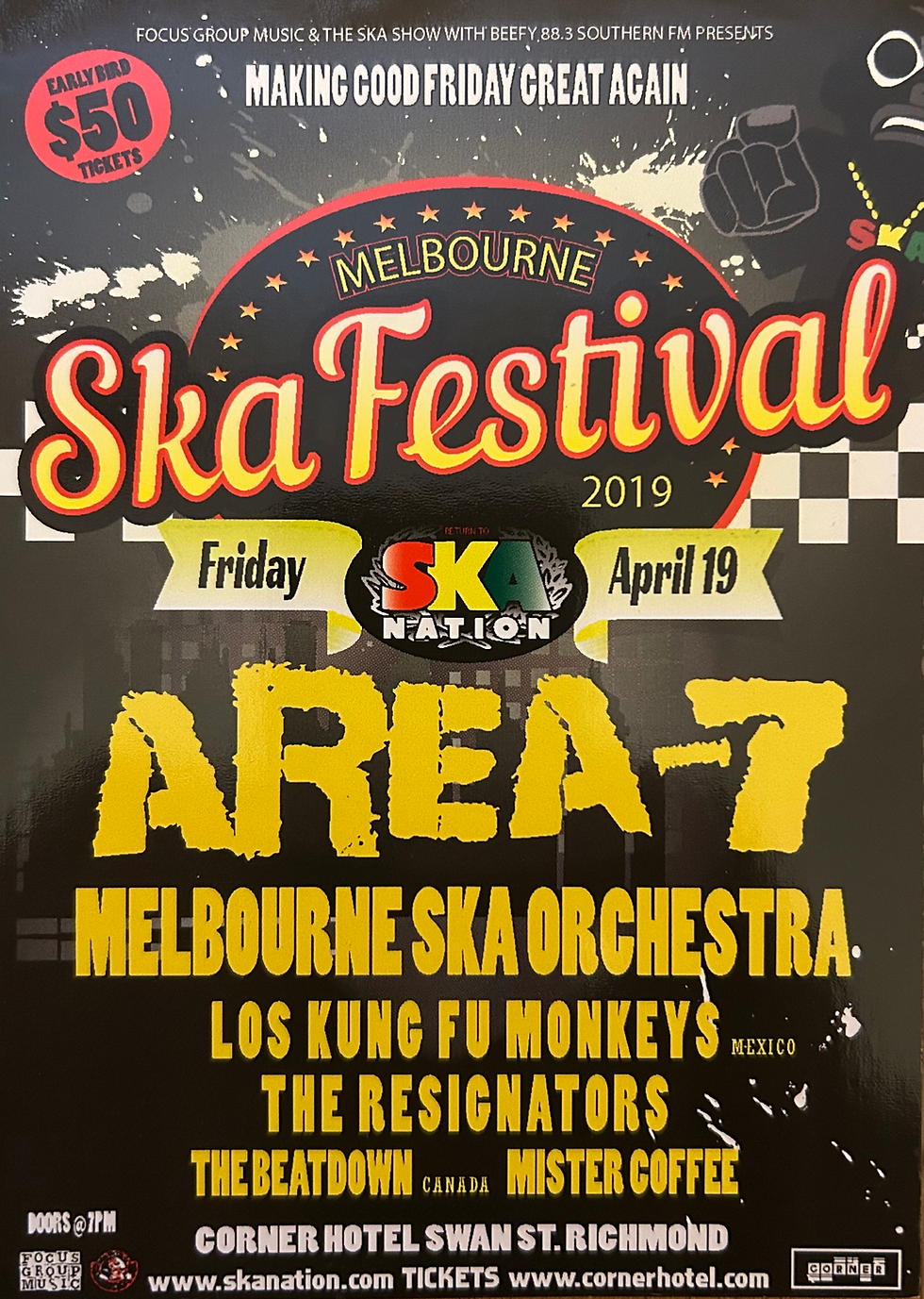 SKA NATION 2019 -Corner Hotel 19/4/2019 - Front