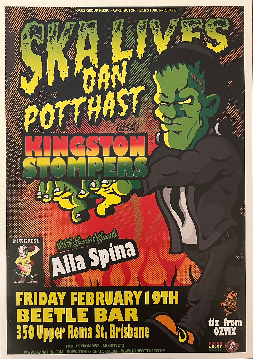 Dan Potthast w/ Kingston Stompers and Alla Spina Beetle Bar Brisbane 19/2/16 Poster