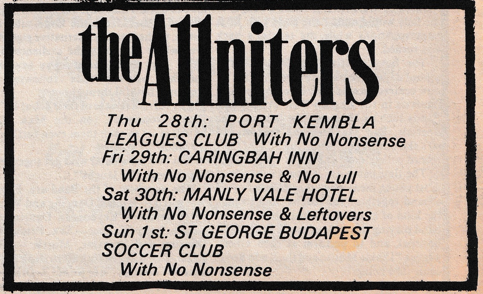 Allniters/ No Nonsense/ Leftovers/ No Lull