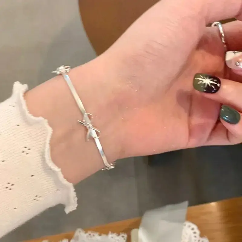 LATS Fashion Sweet Bow Bracelets for Women Girls Sparkling Delicate Ribbon Bowkn