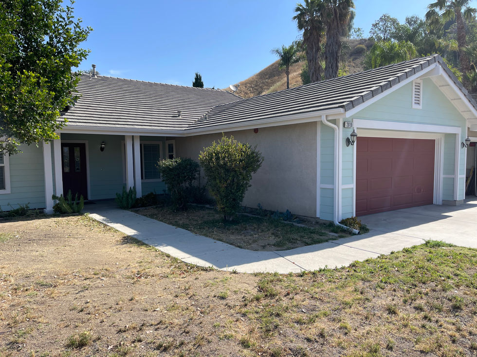 Colton existing landscape garage view