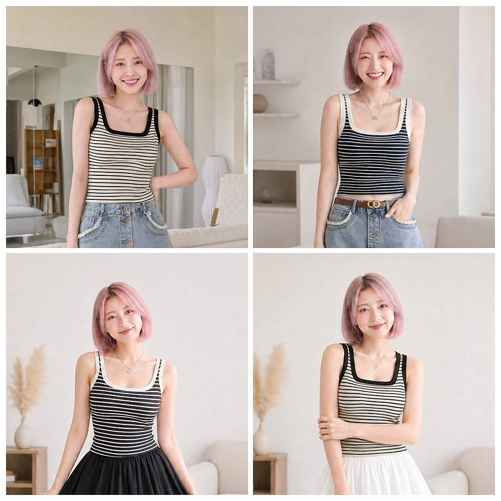 Thumbnail: 時尚服飾 - 條紋吊帶背心上衣
