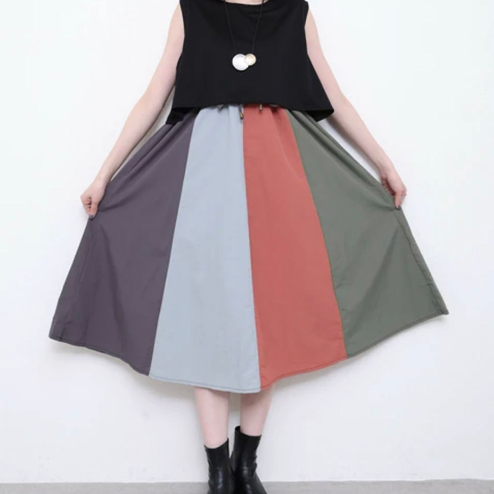 Thumbnail: 時尚服飾 - 撞色雞翼袖連身裙