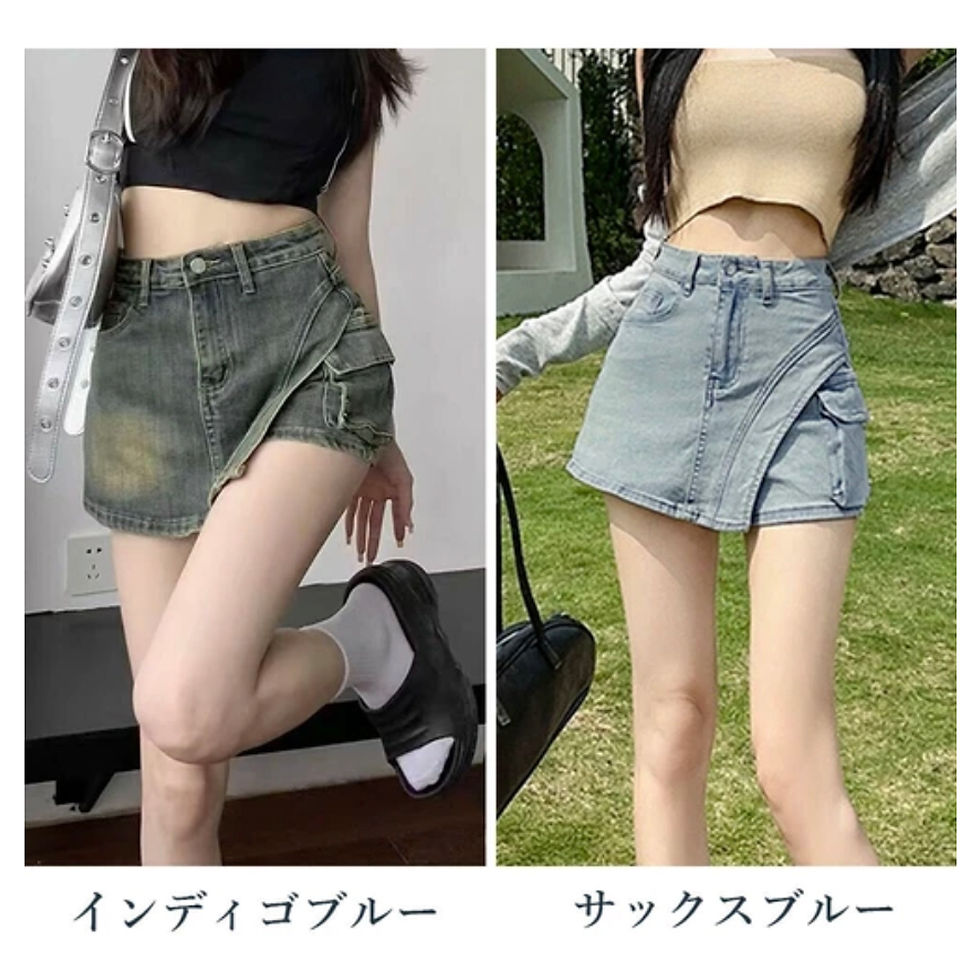 Thumbnail: 時尚服飾 - 前裙式牛仔短褲