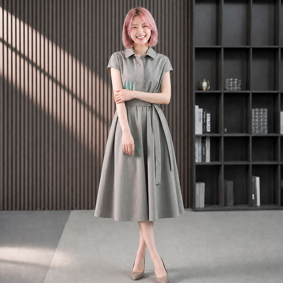 Thumbnail: 時尚服飾 - 時尚恤衫領連身裙