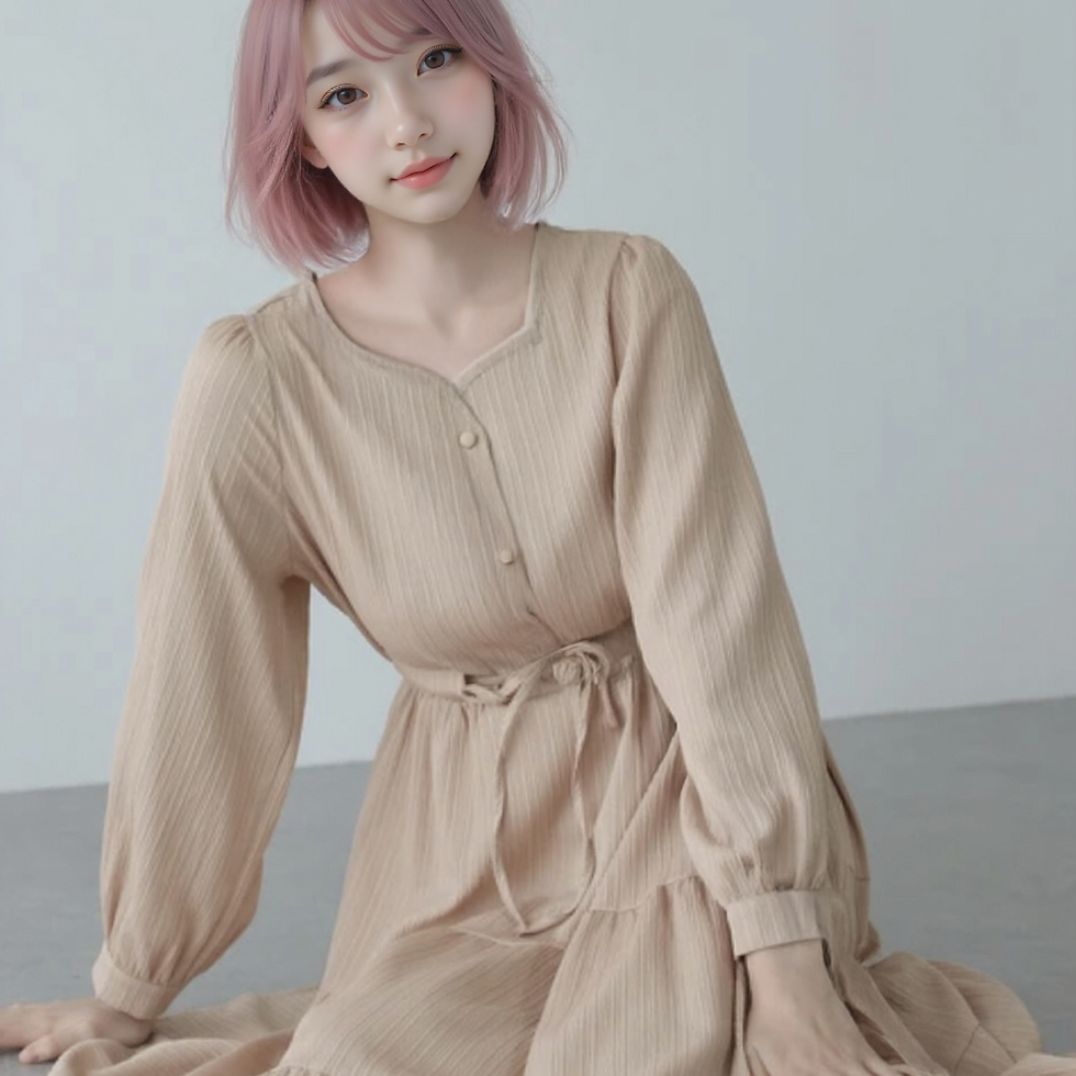 Thumbnail: 時尚服飾 - 心形領口長袖連身裙