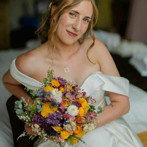 Wedding flowers with lots of colour