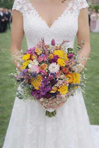 English Meadow flowers in a bridal bouquet.
