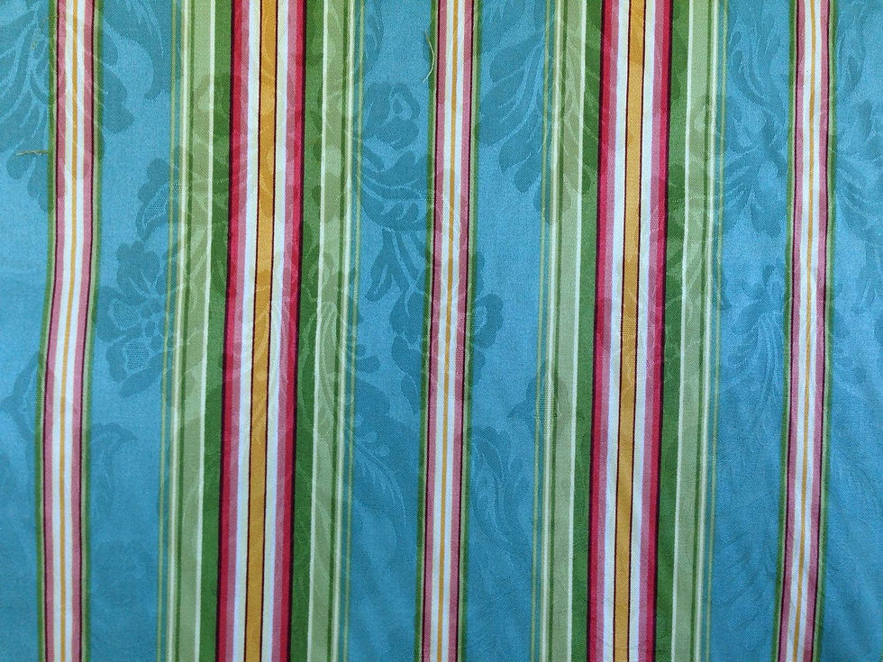 Multicolored Striped Damask Fabric