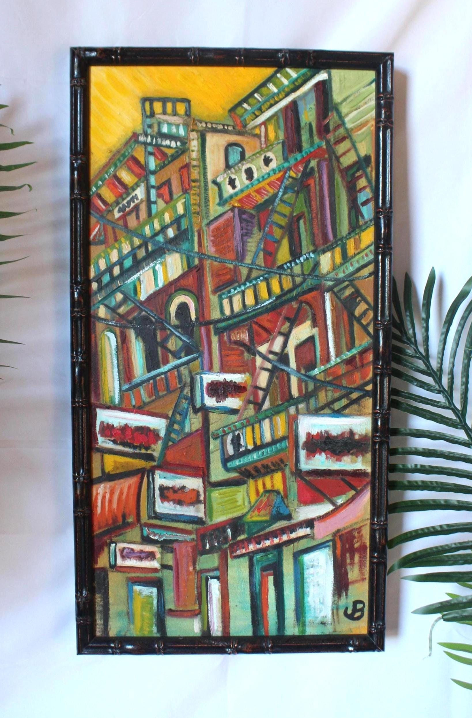 Original Signed & Framed Oil Painting, Vintage San Francisco Chinatown Chinese