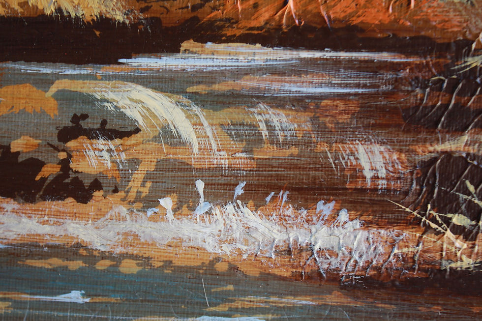 Thumbnail: HUGE Original Signed Oil Painting of a Creek during Autumn, Orange Color