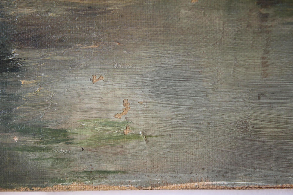 Thumbnail: Original Oil Painting on Canvas of European Estate, Calm River Water, Trees