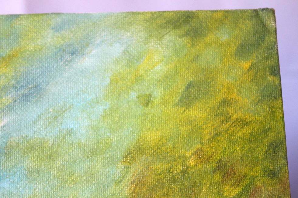 Thumbnail: Original Abstract Painting Still Life of Drop Droplets Soft Cool Colors Yellow