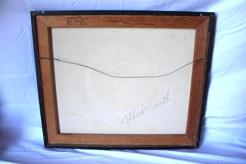 Thumbnail: Original Mid-Century Abstract Painting Curves Angles Blue Grey White Rare