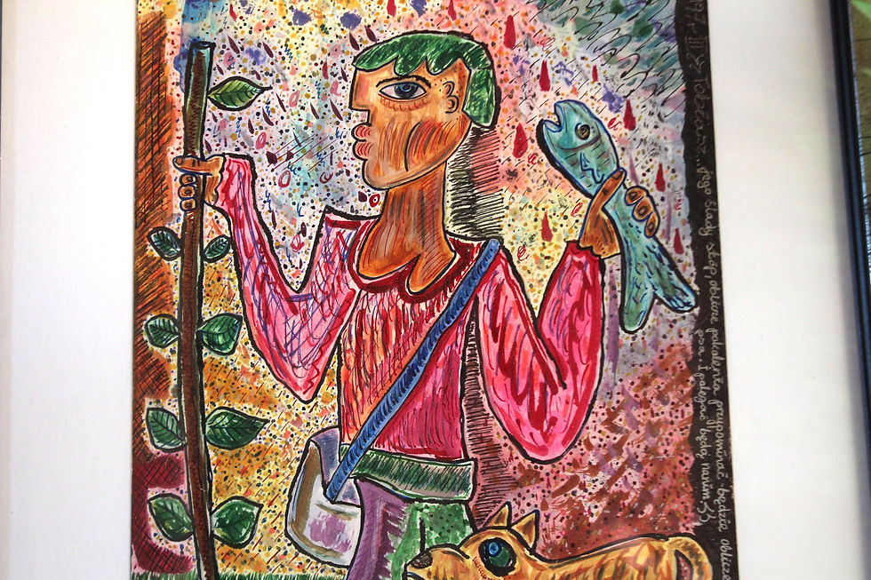 Thumbnail: Original Painting by Polish Artist 'Arek' Signed & Framed 1997, Plants Dog Rare