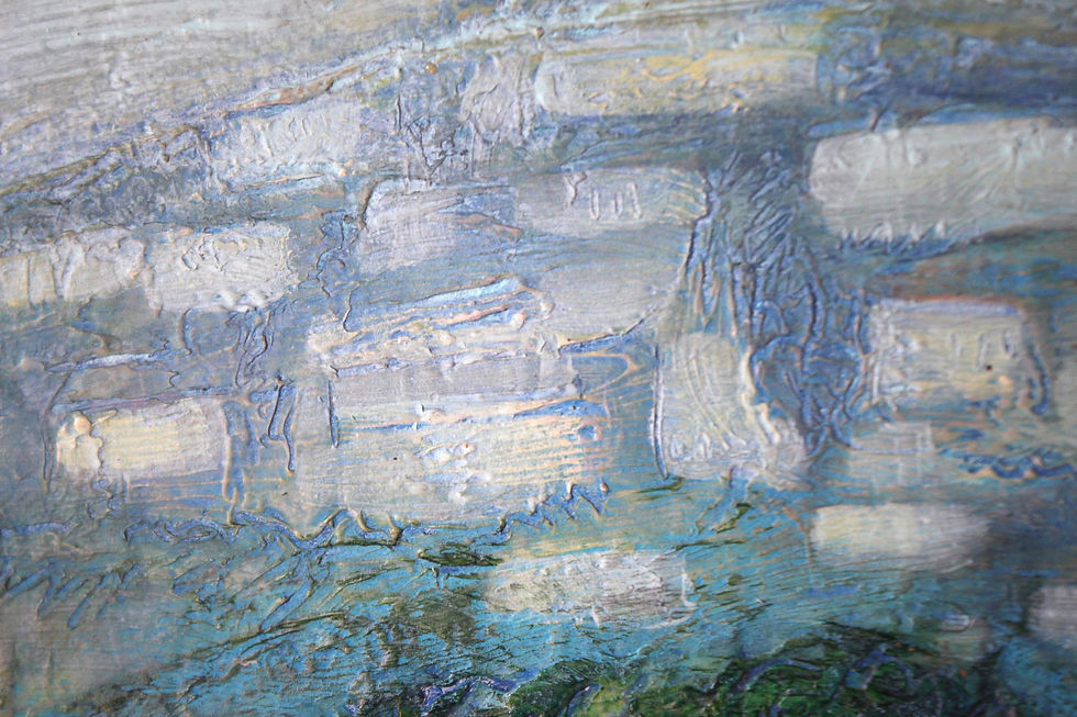 Thumbnail: Original Painting of People by California Pool, Cool Green Blue Colors