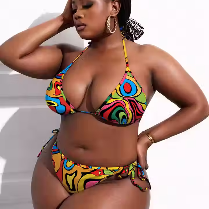 Thumbnail: Trendy 4XL Plus Three Piece Swimsuit
