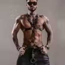 Thumbnail: Leather Vest Bondage Harness