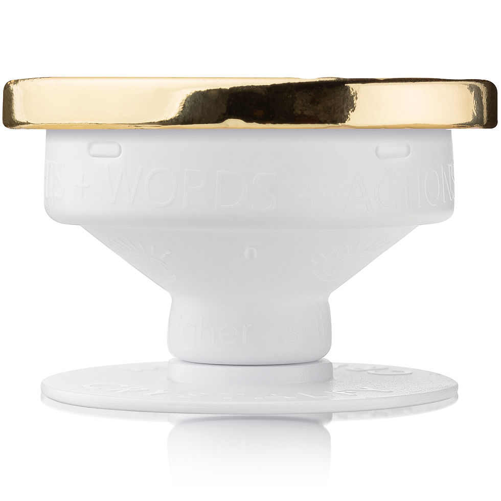 Thumbnail: Rose Quartz Gold Edge Round Crystal Phone Grip & Stand