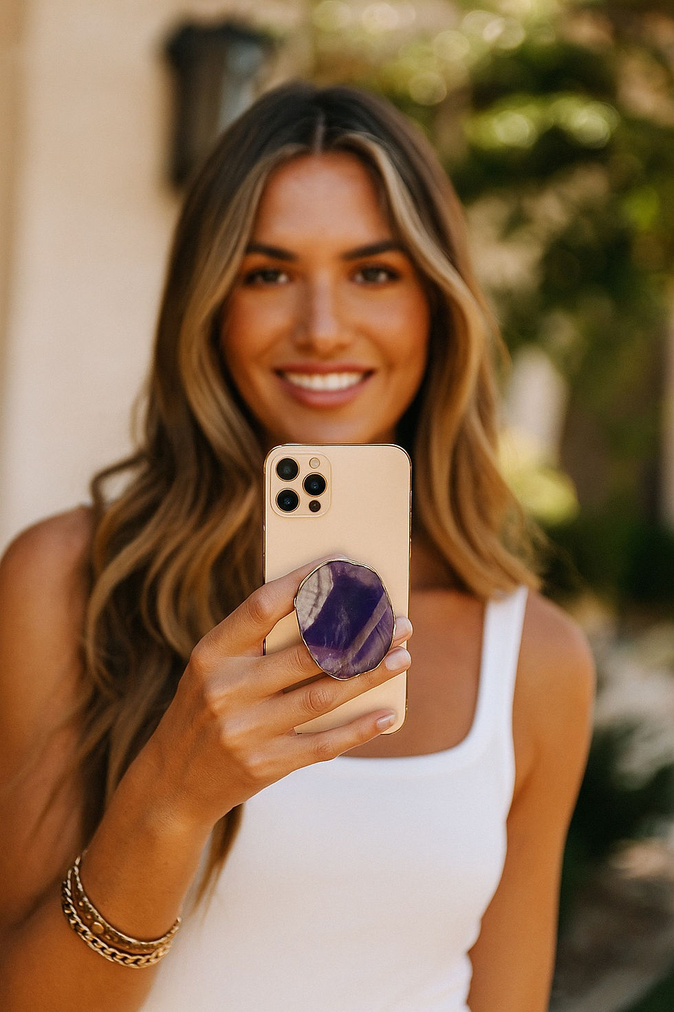 Thumbnail: Chevron Amethyst Gold Ege Crystal Phone Grip