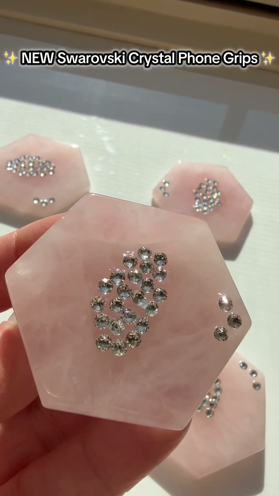 Thumbnail: Amethyst Swarovski Hexagon Crystal Phone Grip & Stand