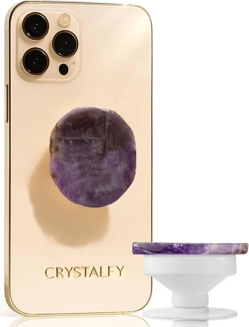 Thumbnail: Amethyst Natural Edge Crystal Phone Grip & Stand