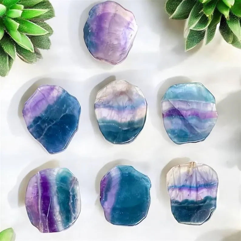 Thumbnail: Rainbow Fluorite Natural Edge Genuine Crystal Phone Grip & Phone Stand