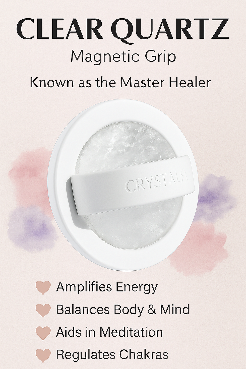 Thumbnail: Clear Quartz Crystal Magnetic Phone Grip Clear Sparkle Ring