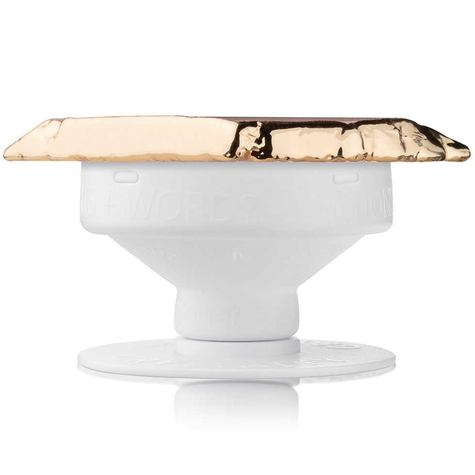 Thumbnail: Rose Quartz Gold Edge Irregular Crystal Phone Grip & Stand