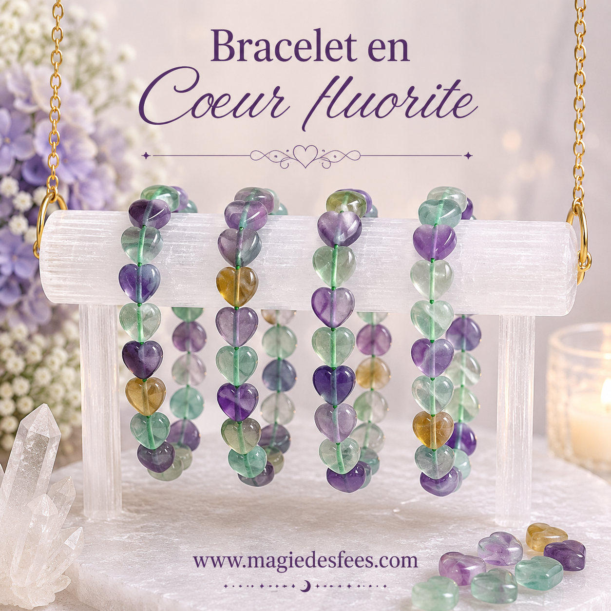 Bracelet Cœur en Fluorite