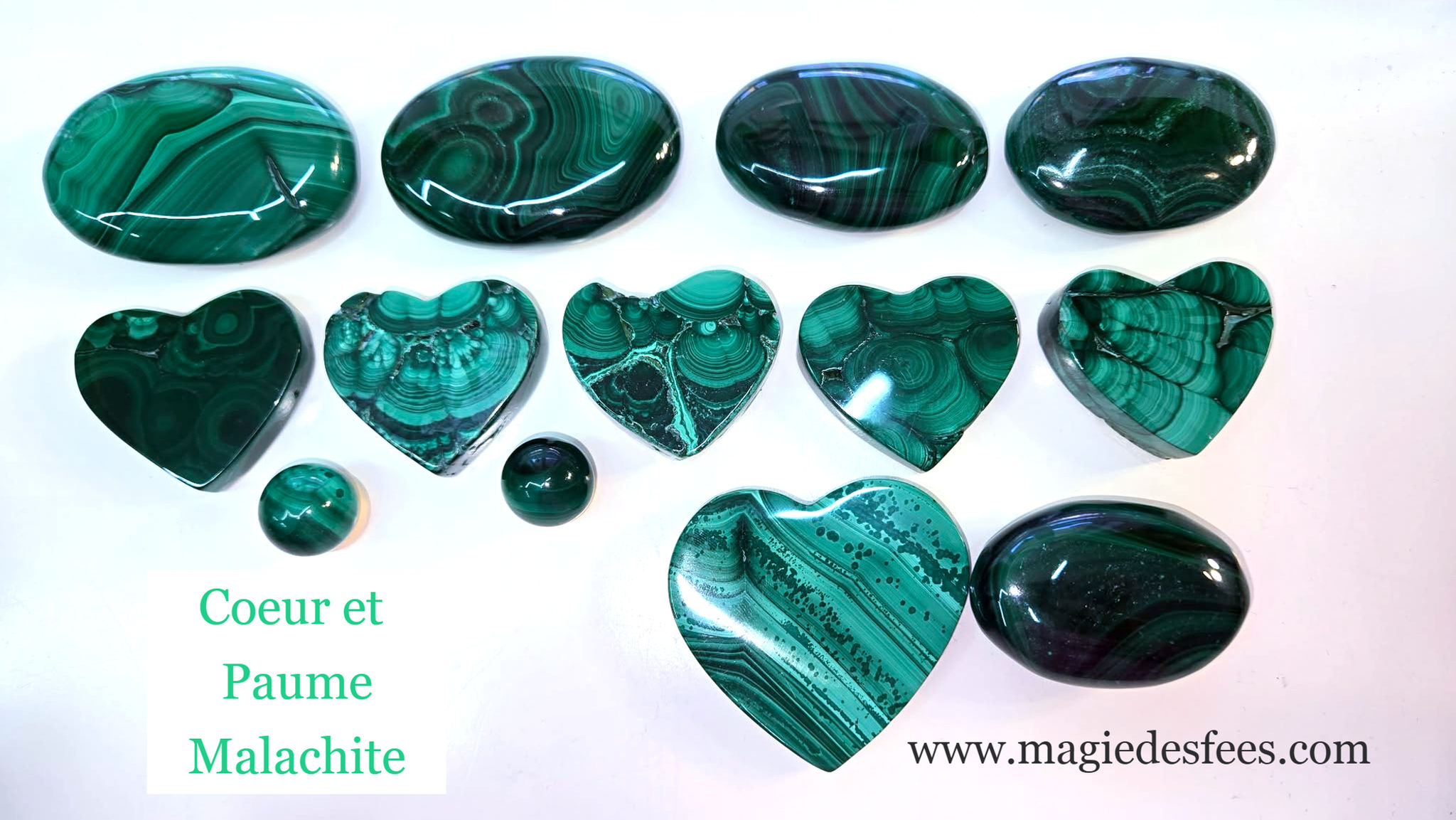 Cœurs & Paumes en Malachite