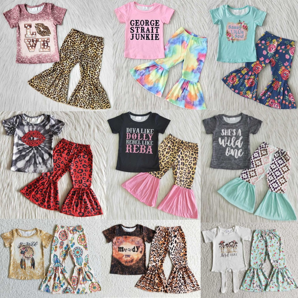Baby and Girl Short Sleeve Bell Bottom Outfits