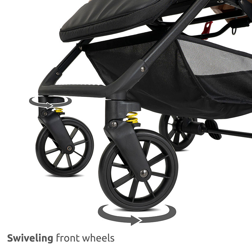 Swiveling front wheels