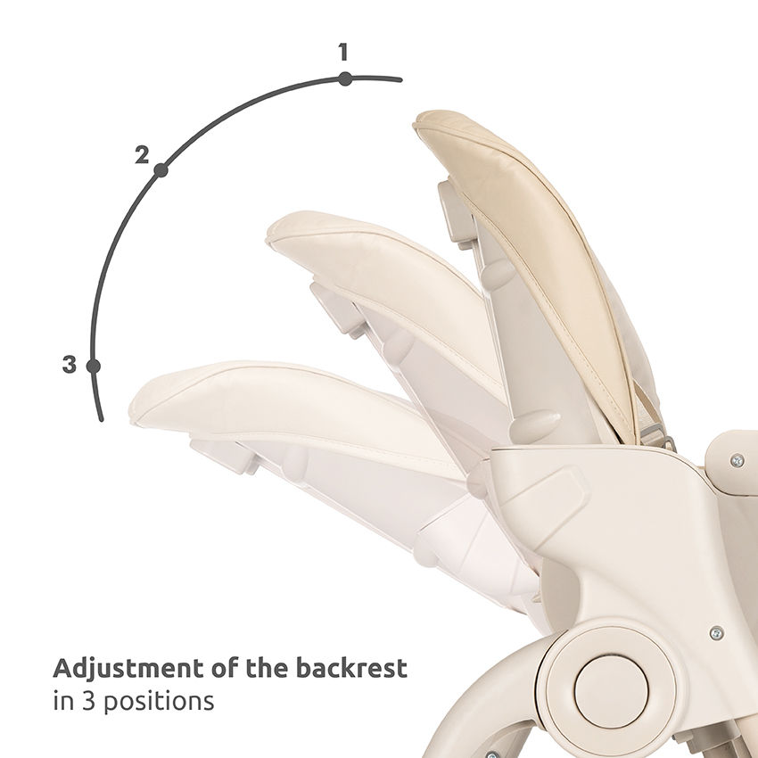 Adjustment of the backrest in 3 positions