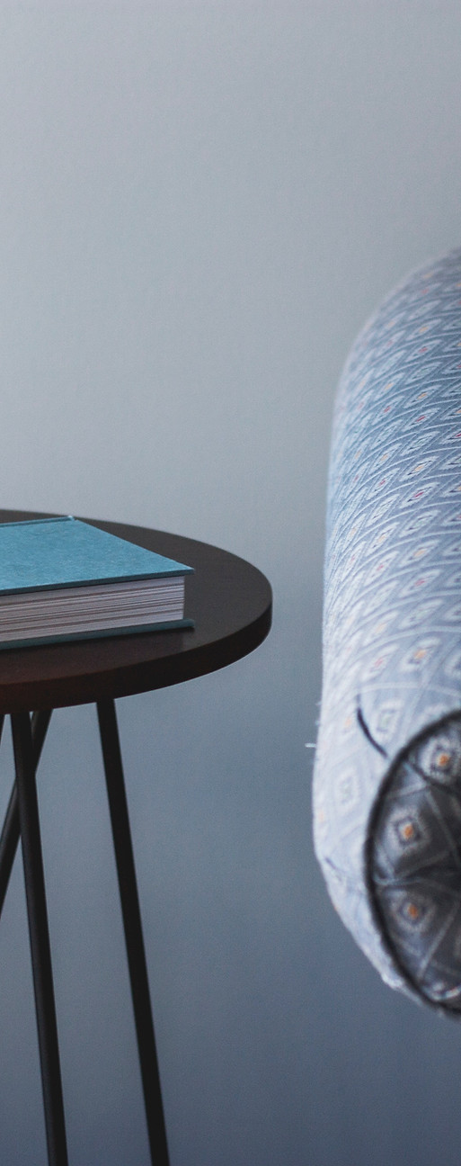 Blue Couch and End Table