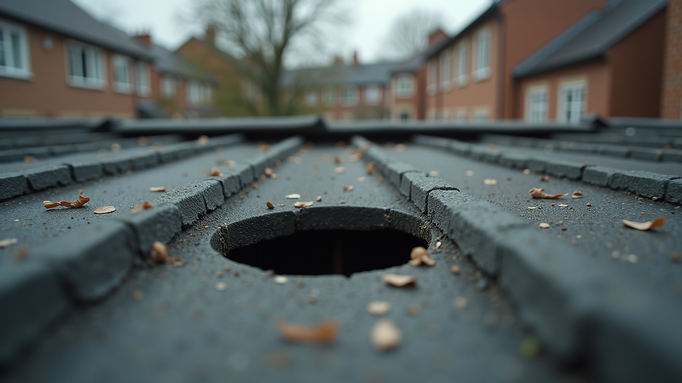 Eye-level view of roof with visible rat entry points