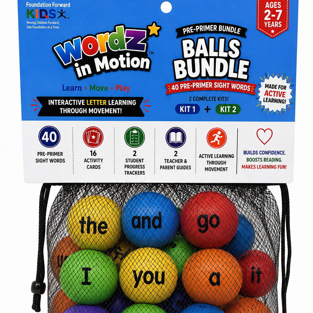 Wordz in Motion™ Pre-Primer Bundle Kit 1& 2 | 40 Sight Word Ball