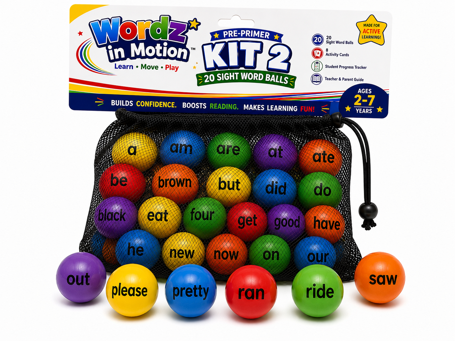 Wordz in Motion™ Pre-Primer Kit 2 | 20 Sight Word Ball
