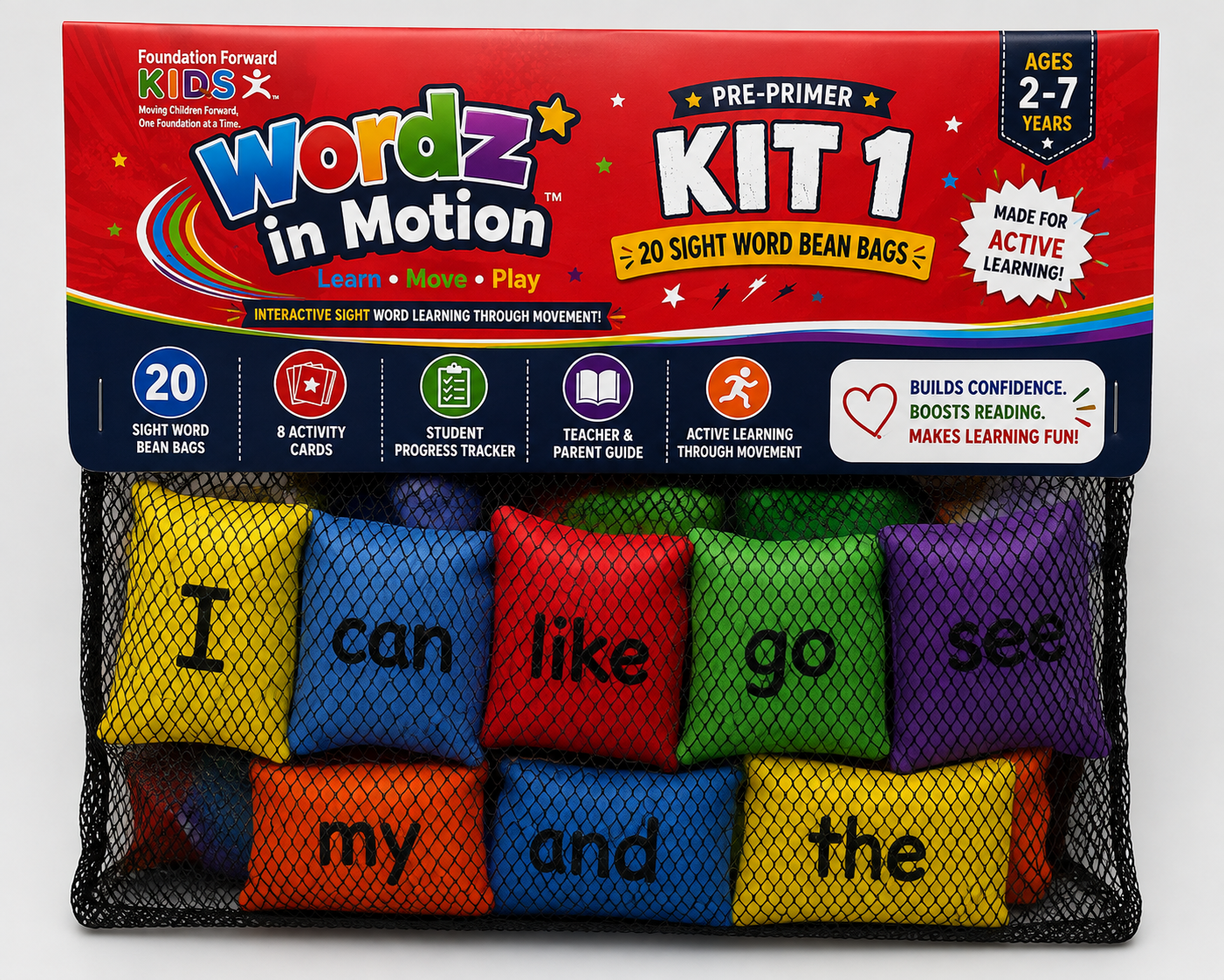 Wordz in Motion™ Pre-Primer Kit 1 – 20 Sight Word Bean Bags