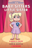 A girl with pink glasses, a bow in her ponytail, and a dress on wears a first place ribbon in the middle of a stage.