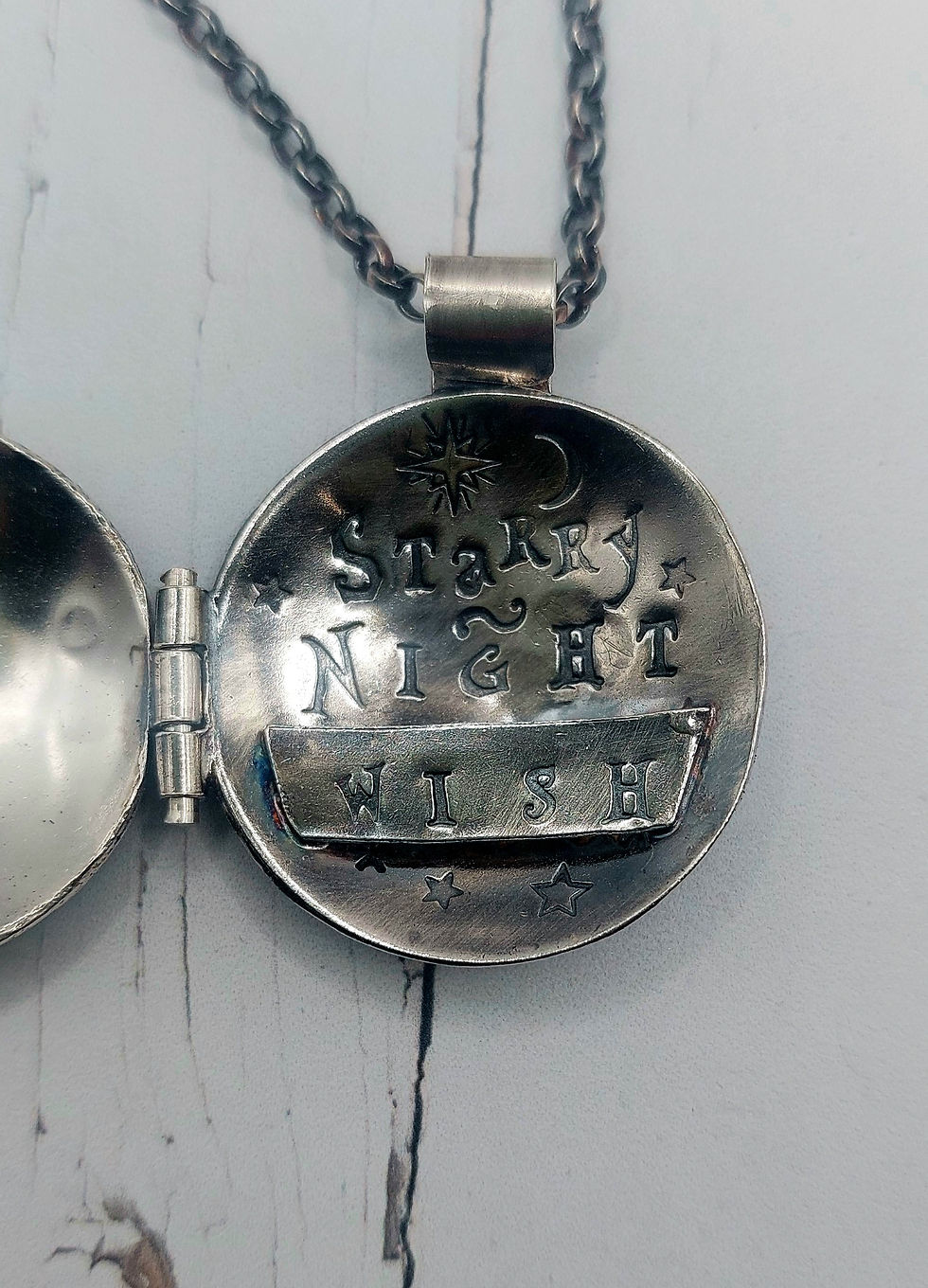 Thumbnail: The Midnight Cats, Starry Night Locket, with Moonstone/topaz