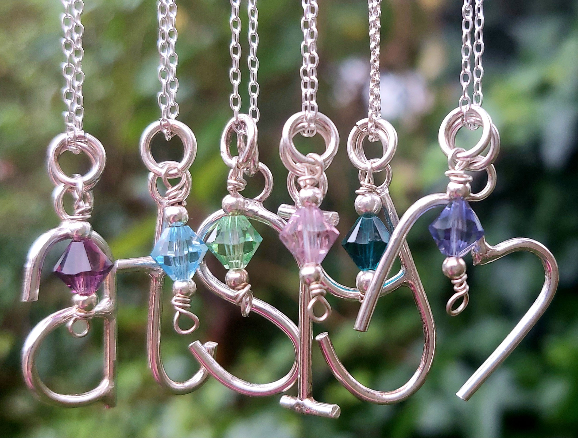 Handmade Initial with Swarovski Birthstone Charm