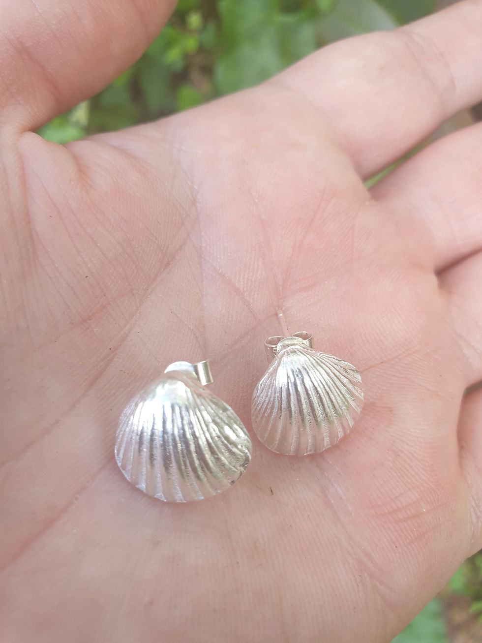 Thumbnail: Fine Silver Shell Earrings