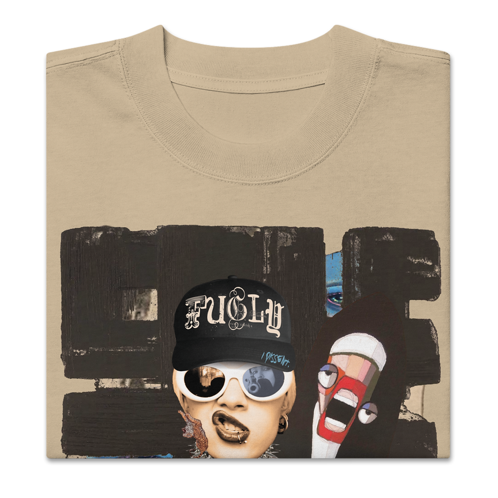 Thumbnail: Oversized Faded Heavy Weight Cotton T-shirt "Fugly"